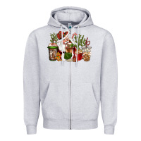 Heather Grey western santa cowboy coffe cups christmas Zipper Hoodie - CowGirlArtShop