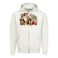 Oatmeal Heather western santa cowboy coffe cups christmas Zipper Hoodie - CowGirlArtShop