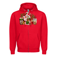 Red western santa cowboy coffe cups christmas Zipper Hoodie - CowGirlArtShop