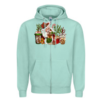 Seafoam western santa cowboy coffe cups christmas Zipper Hoodie - CowGirlArtShop