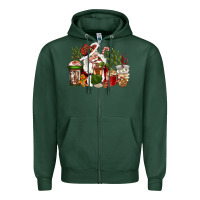 Sports Green western santa cowboy coffe cups christmas Zipper Hoodie - CowGirlArtShop
