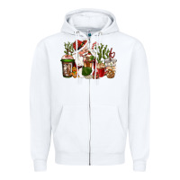 White western santa cowboy coffe cups christmas Zipper Hoodie - CowGirlArtShop