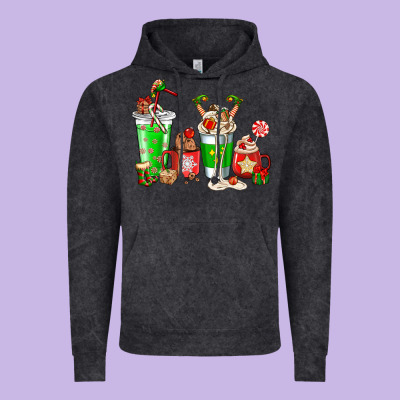 Elf Coffee Cups Vintage Hoodie Designed By Nancycooperartshop