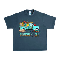 Midnight Navy Teacher Life With Truck Urban Heavy Tee - BundleAndBundleShop