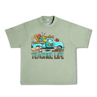 Oil Green Teacher Life With Truck Urban Heavy Tee - BundleAndBundleShop