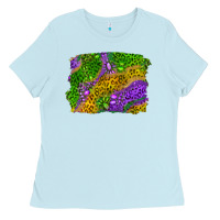 Baby Blue Leopard Gemstone Mardi Gras Ladies Tee - RanaPortraitStore