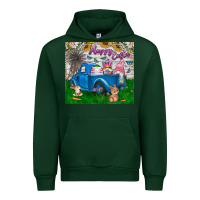 Forest Green happy easter truck Urban Hoodie - CowhideDigitalArt