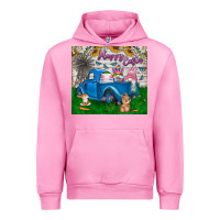 Fuchsia Pink happy easter truck Urban Hoodie - CowhideDigitalArt