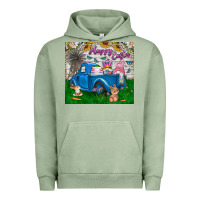 Pigment Oil Green happy easter truck Urban Hoodie - CowhideDigitalArt