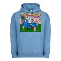 Pigment Pebble Blue happy easter truck Urban Hoodie - CowhideDigitalArt