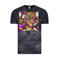 Cloud Black Mardi Gras cow with carnival mask seamless pattern Vintage Tee - BundleAndBundleShop