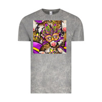 Cloud Rock Mardi Gras cow with carnival mask seamless pattern Vintage Tee - BundleAndBundleShop