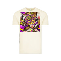 Vintage Arctic Mardi Gras cow with carnival mask seamless pattern Vintage Tee - BundleAndBundleShop