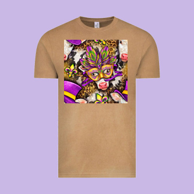 Mardi Gras Cow With Carnival Mask Seamless Pattern Vintage Tee Designed By Bundleandbundleshop