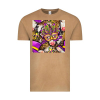 Vintage Camel Mardi Gras cow with carnival mask seamless pattern Vintage Tee - BundleAndBundleShop