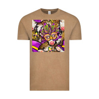 Vintage Coffee Mardi Gras cow with carnival mask seamless pattern Vintage Tee - BundleAndBundleShop