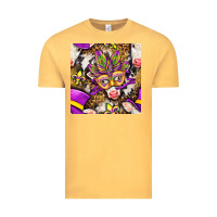 Vintage Mustard Mardi Gras cow with carnival mask seamless pattern Vintage Tee - BundleAndBundleShop