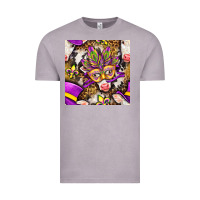 Vintage Zinc Mardi Gras cow with carnival mask seamless pattern Vintage Tee - BundleAndBundleShop