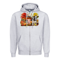 Heather Grey fall farm animals Zipper Hoodie - CowGirlArtShop