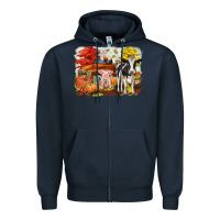 Navy fall farm animals Zipper Hoodie - CowGirlArtShop