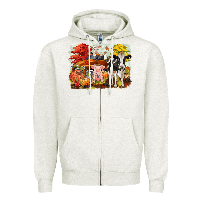 Fall Farm Animals Zipper Hoodie by CowGirlArtShop | Teevron