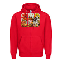 Red fall farm animals Zipper Hoodie - CowGirlArtShop