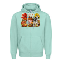 Seafoam fall farm animals Zipper Hoodie - CowGirlArtShop