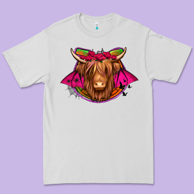 Halloween Highland Cow Horseshoe Premium Tee Designed By Jasminsmagicworld