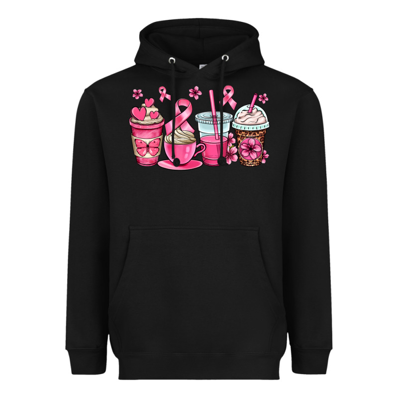 Breast Cancer Coffee Cups Heavyweight Hoodie by OliviaCreatesArt | Teevron