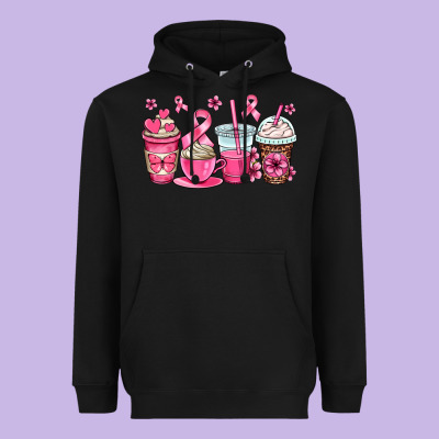 Breast Cancer Coffee Cups Heavyweight Hoodie Designed By Oliviacreatesart