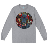 Heather Grey Black Angus Calf Christmas Long Sleeve Tee - RanaPortraitStore