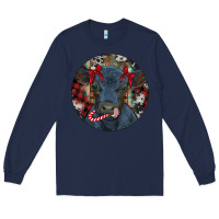 Navy Black Angus Calf Christmas Long Sleeve Tee - RanaPortraitStore