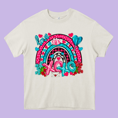 Xo Xo Rainbow Valentine Heavy Core Tee Designed By Nancycooperartshop