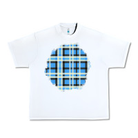White Winter Tartan Patch Urban Heavy Tee - BundleAndBundleShop