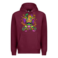 Burgundy mardi gras mask Premium Hoodie - OliviaCreatesArt