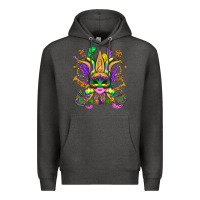 Charcoal Heather mardi gras mask Premium Hoodie - OliviaCreatesArt
