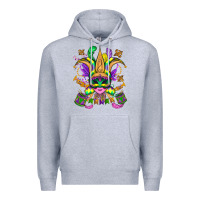 Heather Grey mardi gras mask Premium Hoodie - OliviaCreatesArt