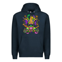 Navy mardi gras mask Premium Hoodie - OliviaCreatesArt