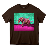 Chocolate Brown colorful elephant Heavy Core Tee - LillyAllenDesigns