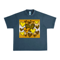 Midnight Navy yellow hearts Urban Heavy Tee - JahusDesignShop