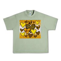 Oil Green yellow hearts Urban Heavy Tee - JahusDesignShop