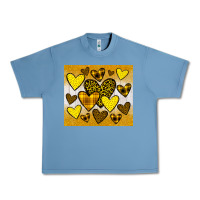 Pebble Blue yellow hearts Urban Heavy Tee - JahusDesignShop