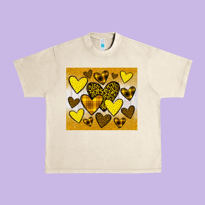 Yellow Hearts Urban Heavy Tee Designed By Jahusdesignshop