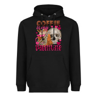 Black Coffee is my Valentine skull Heavyweight Hoodie - FaDigitalArtStudio