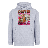 Heather Grey Coffee is my Valentine skull Heavyweight Hoodie - FaDigitalArtStudio