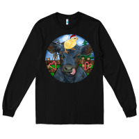 Black Black Angus Cattle with Santa Chick Christmas Long Sleeve Tee - RanaPortraitStore