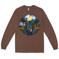 Chestnut Black Angus Cattle with Santa Chick Christmas Long Sleeve Tee - RanaPortraitStore