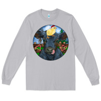 Moon Dust Black Angus Cattle with Santa Chick Christmas Long Sleeve Tee - RanaPortraitStore