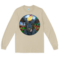 Mushroom Black Angus Cattle with Santa Chick Christmas Long Sleeve Tee - RanaPortraitStore