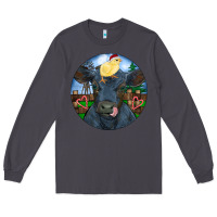 Smoke Black Angus Cattle with Santa Chick Christmas Long Sleeve Tee - RanaPortraitStore